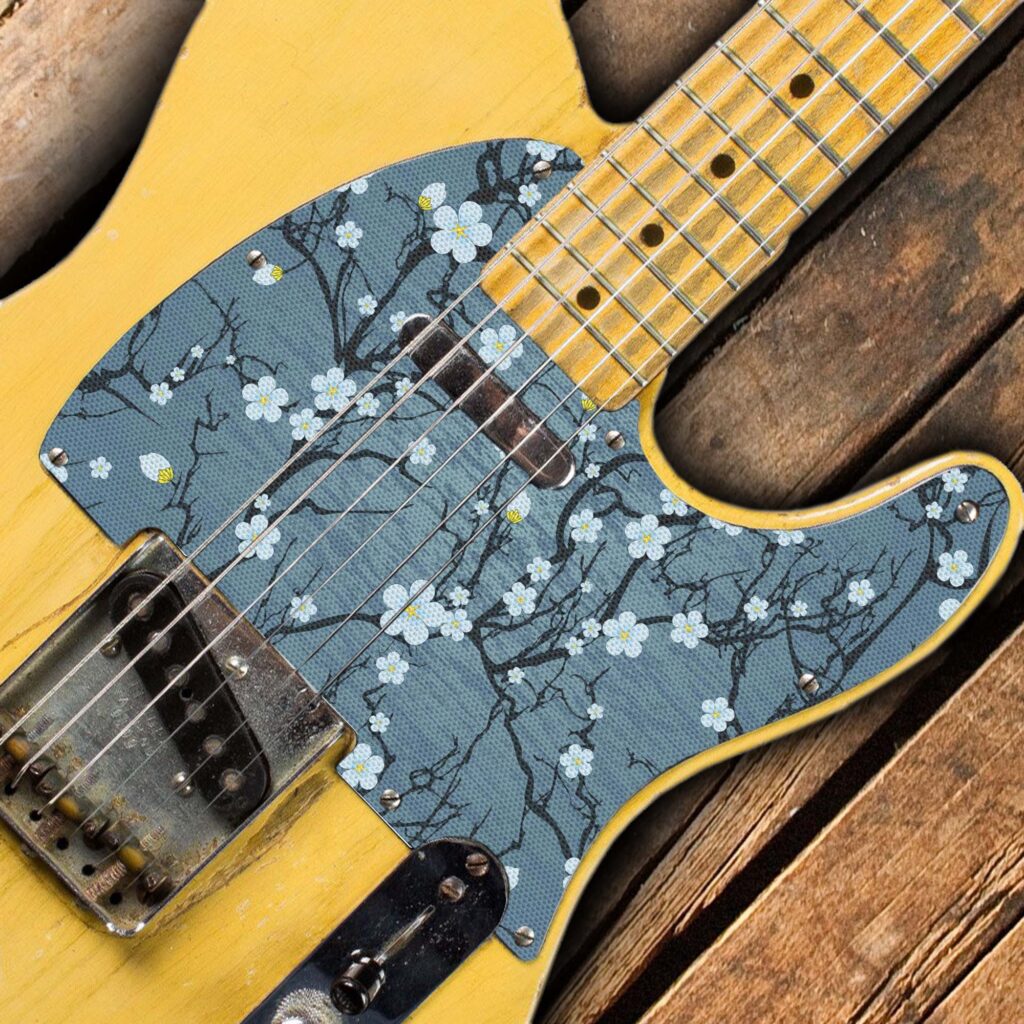 Japanese Flowers Telecaster pickguard - Custom Printed 3-ply