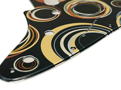 154 - Stratocaster - Abstract circles custom printed pickguard closeup