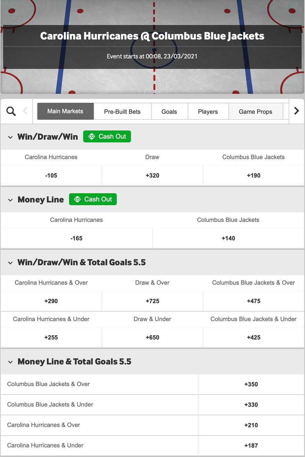 betway NHL match