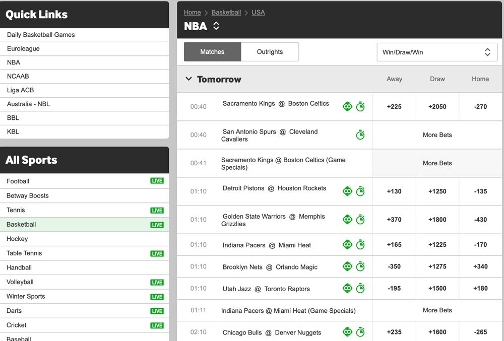 betway nba betting