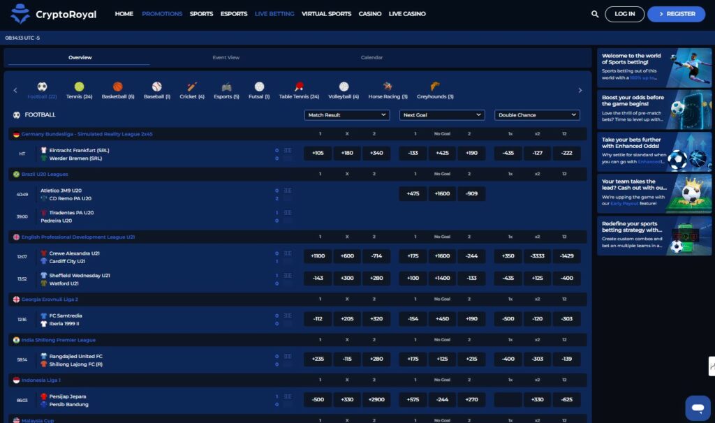 CryptoRoyal Live Betting CA
