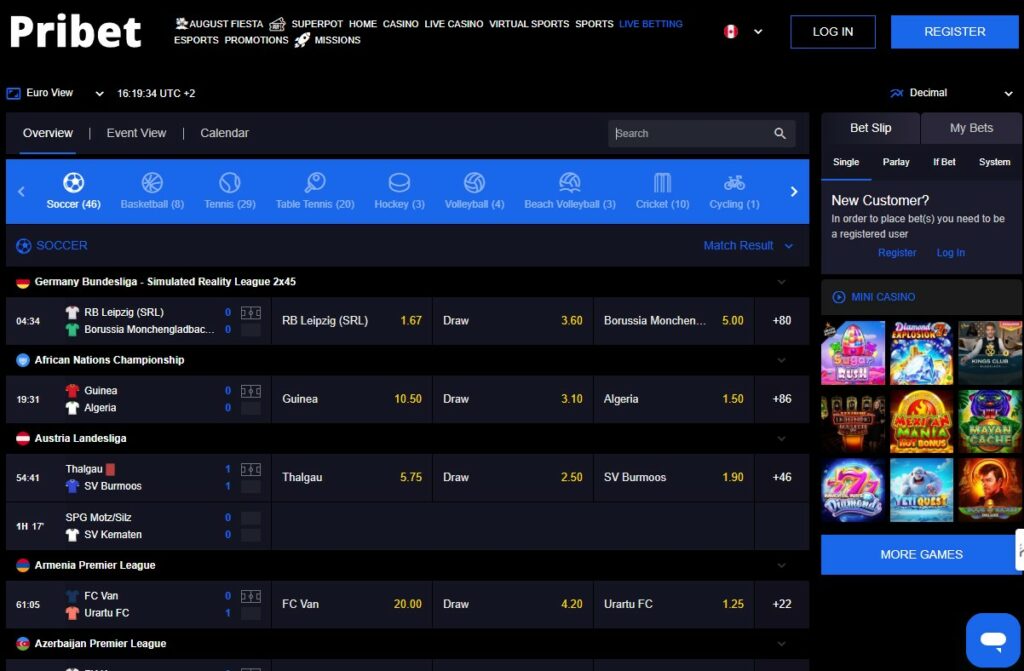 Pribet Live Betting CA
