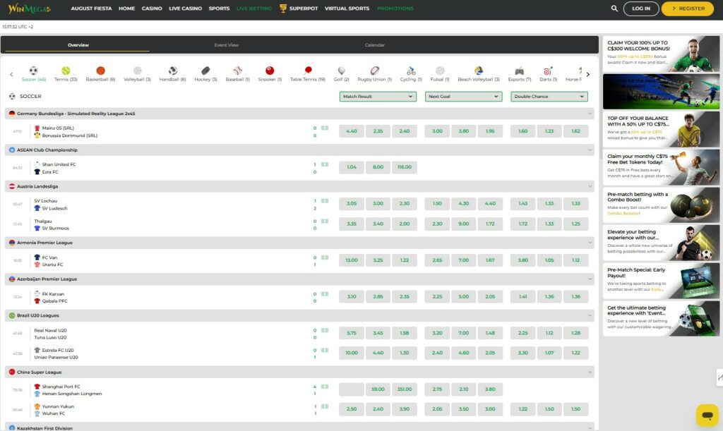 WinMega Live Betting CA