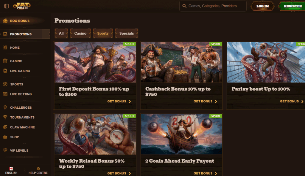 Fatpirate Bonuses and Promotional Offers