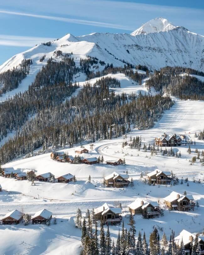 A ski village nestled in the slopes
