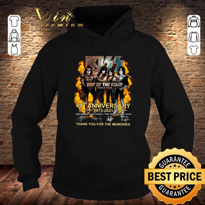 Kiss End Of The Road World Tour 48th anniversary 1973-2021 signatures thank you for the memories shirt
