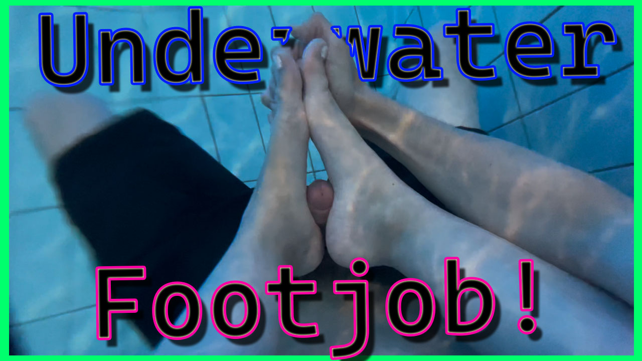 Behind the back footjob in public pool