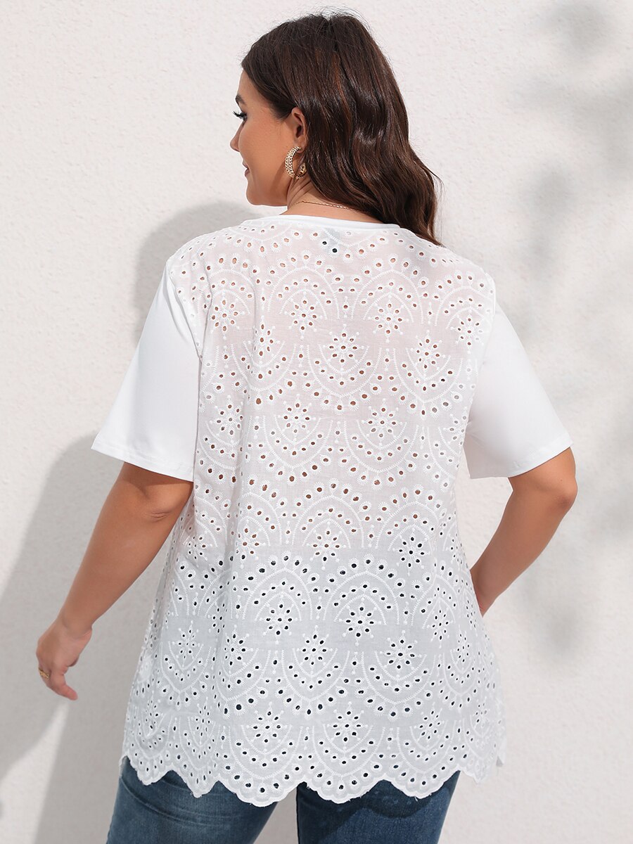 Finjani-camisetas blancas de talla grande para mujer, ropa de verano con bordado en la espalda, 2022