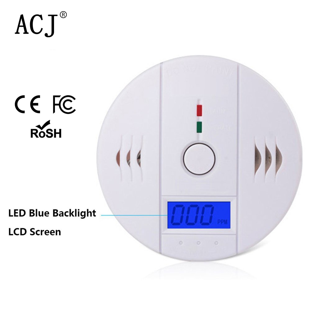 ACJ-Sensor de CO de alta sensibilidad para el hogar, Detector de humo de intoxicación por monóxido de carbono inalámbrico, alarma de advertencia, indicador LCD