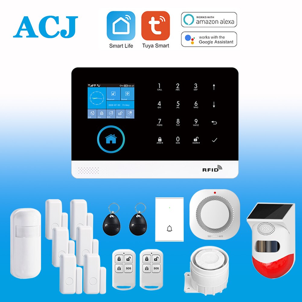 ACJ-sistema de alarma WiFi PG103 para el hogar, sistema de seguridad antirrobo, Tuya, Control por aplicación de casa inteligente, 433MHz, GSM, inalámbrico, con Sensor de movimiento y cámara