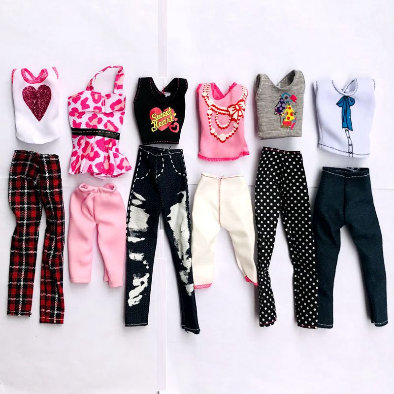 Accesorios de muñeca hechos a mano de moda Kawaii, 12 artículos por lote,  ropa para juego de Barbie, regalos DIY