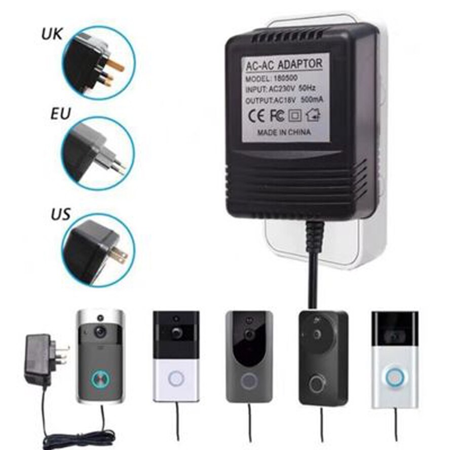 Adaptador de corriente de CA de 18V y 500mah, cargador de transformador para EKEN V5, timbre de vídeo inalámbrico, anillo de intercomunicación de cámara, UE, EE. UU., 110V, 220V