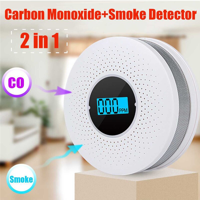 Alarma de humo de Gas Digital LED 2 en 1, Detector de monóxido de carbono Co, Sensor de advertencia de voz, protección de seguridad para el hogar, alta sensibilidad