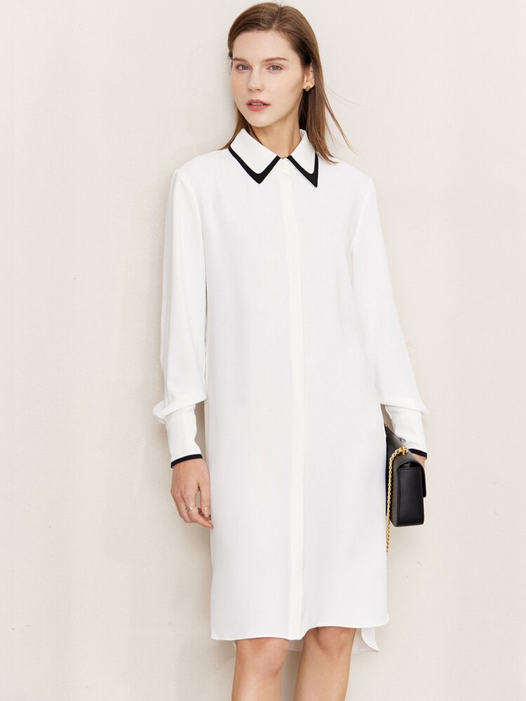 Amii-vestido minimalistas para mujer, Polo con paneles para oficina, Tops de manga larga con solapa lisa, blusa para mujer 12240625