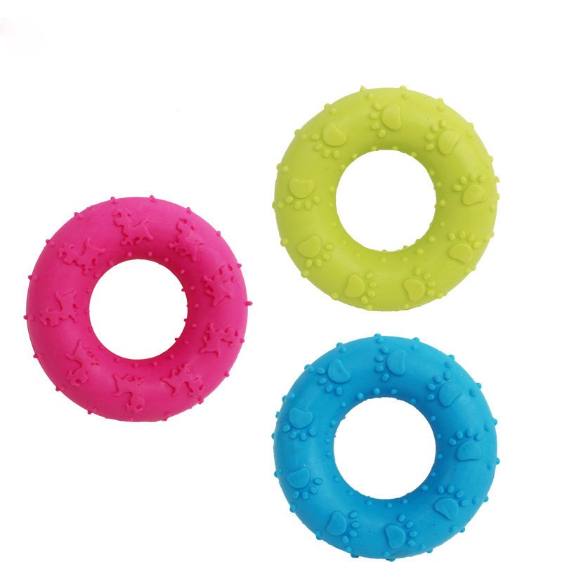 Anillo circular de Donut para perros pequeños, juguete interactivo de entrenamiento de limpieza de dientes, colores dulces divertidos