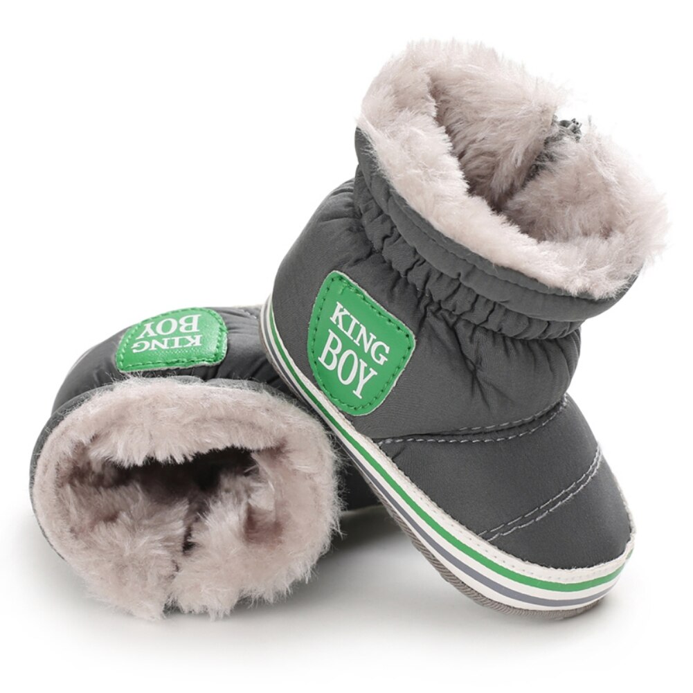 Baywell-Botas de nieve para niño y niña, zapatos forrados de felpa con cremallera y purpurina, suela suave, invierno, 0-18M