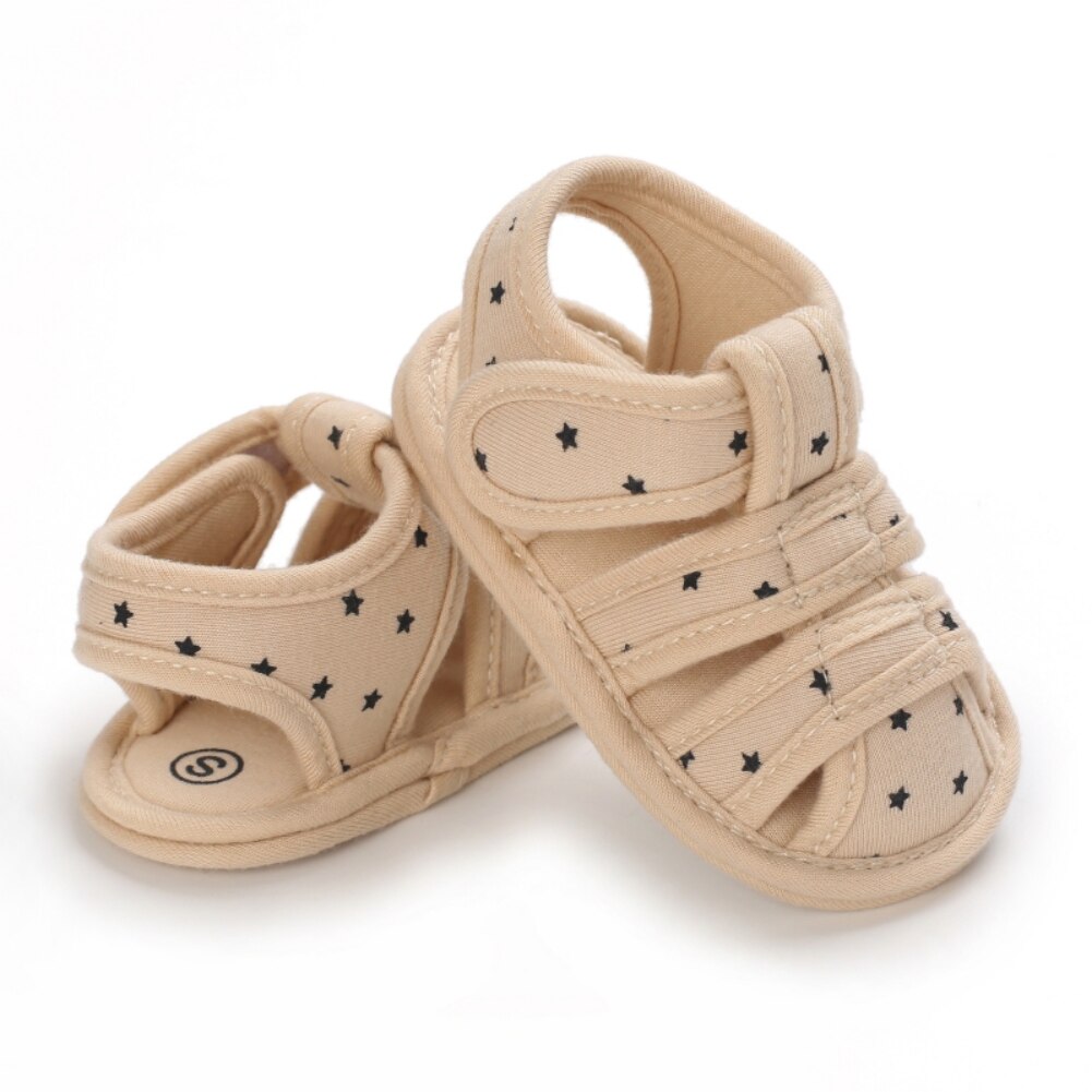 Baywell-Sandalias informales para bebé recién nacido, zapatos de playa con estampado de estrellas, suela suave, cuna, primeros pasos, 0 a 18 meses