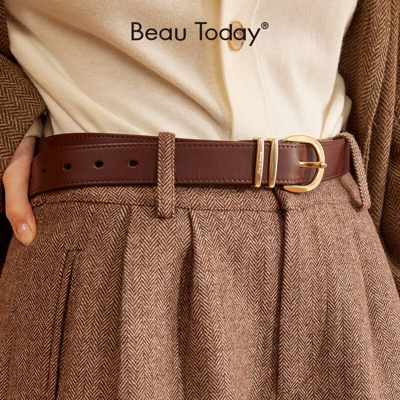 BeauToday-Cinturón de cuero para mujer, hebilla de herradura, diseñador Retro,  para vaqueros o jeans, para vestido, hecho a mano, 91005