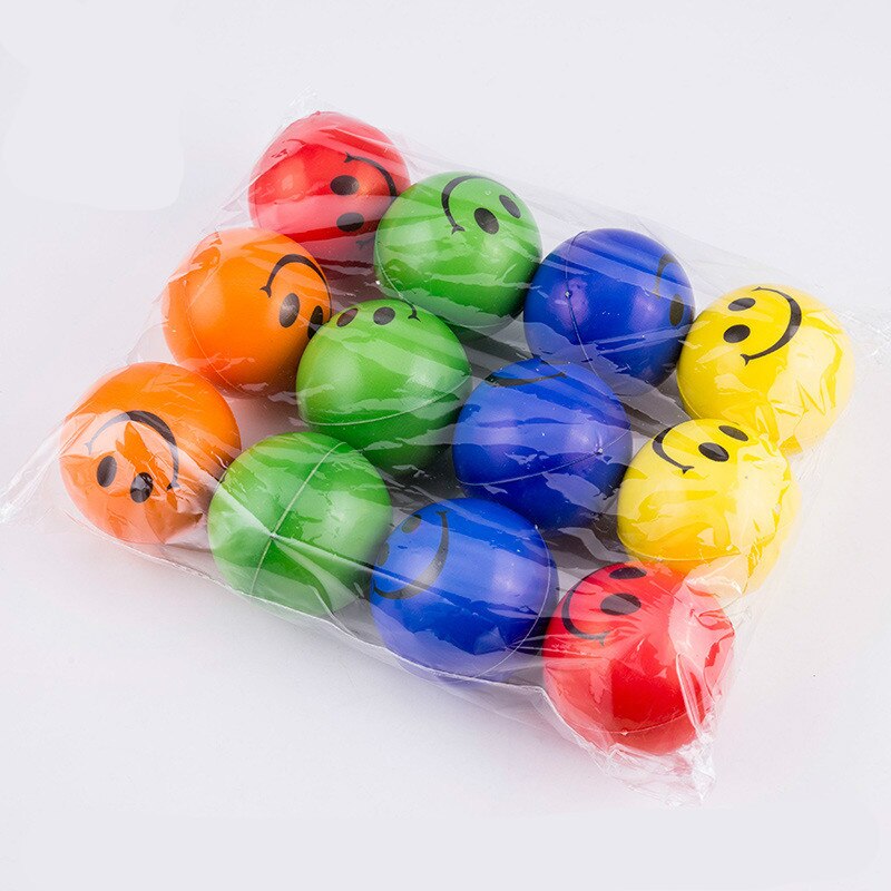 Bolas de espuma para apretar y aliviar el estrés para niños, bolas de PU para ejercicio de muñeca y mano, 6,3 cm, lote de 5 unidades