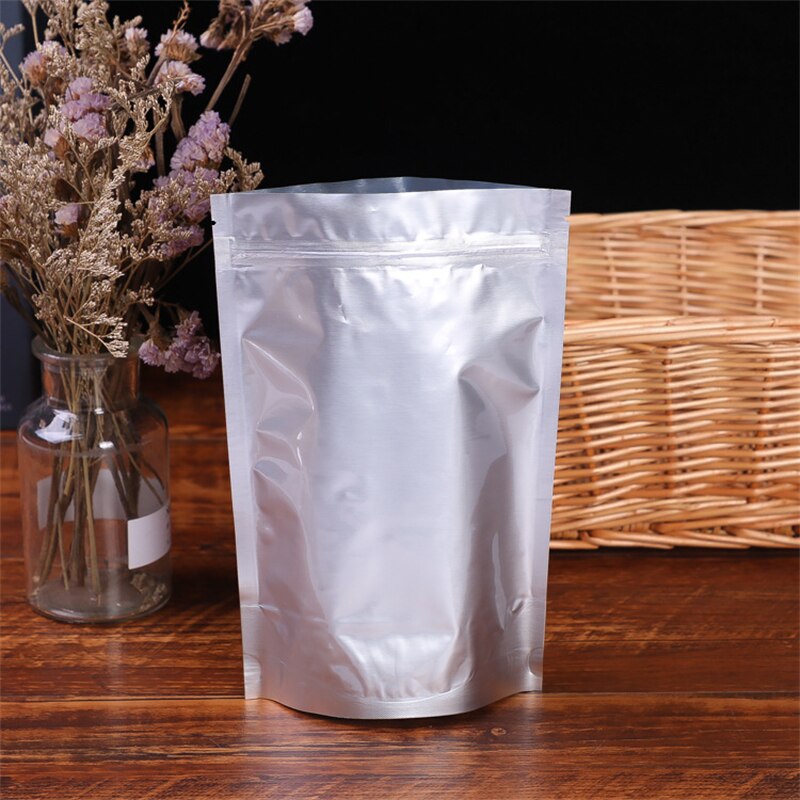 Bolsa con cierre de cremallera de papel de aluminio para embalaje de alimentos, bolsa de Mylar de pie, bolsa de calor