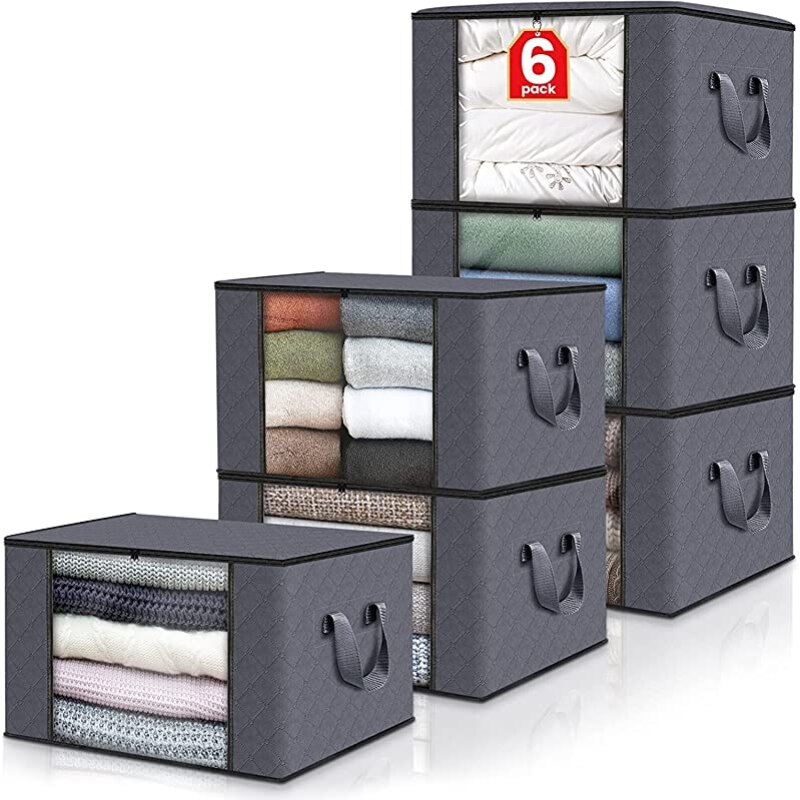 Bolsa de almacenamiento de ropa de edredón no tejido grueso, caja de almacenamiento portátil de viaje, organizador de armario plegable para manta de almohada