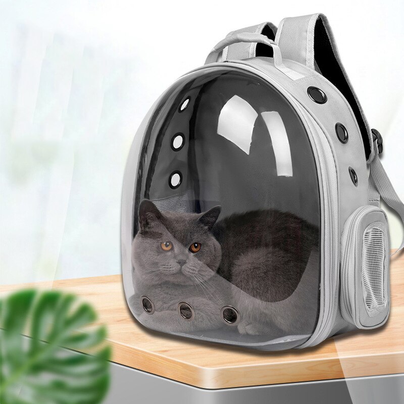 Bolsa de transporte para gatos y mascotas, mochila de viaje portátil y transpirable, transparente, cápsula espacial