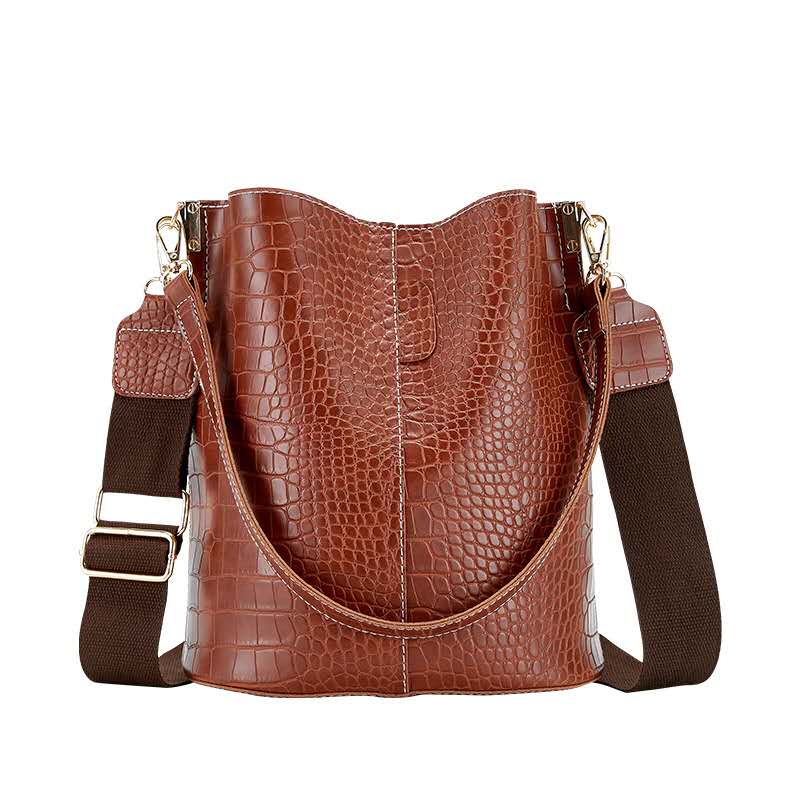Bolso de cubo con patrón de cocodrilo para mujer, bolso de hombro Vintage, bolso cruzado de gran capacidad, bolso de compras elegante, monedero