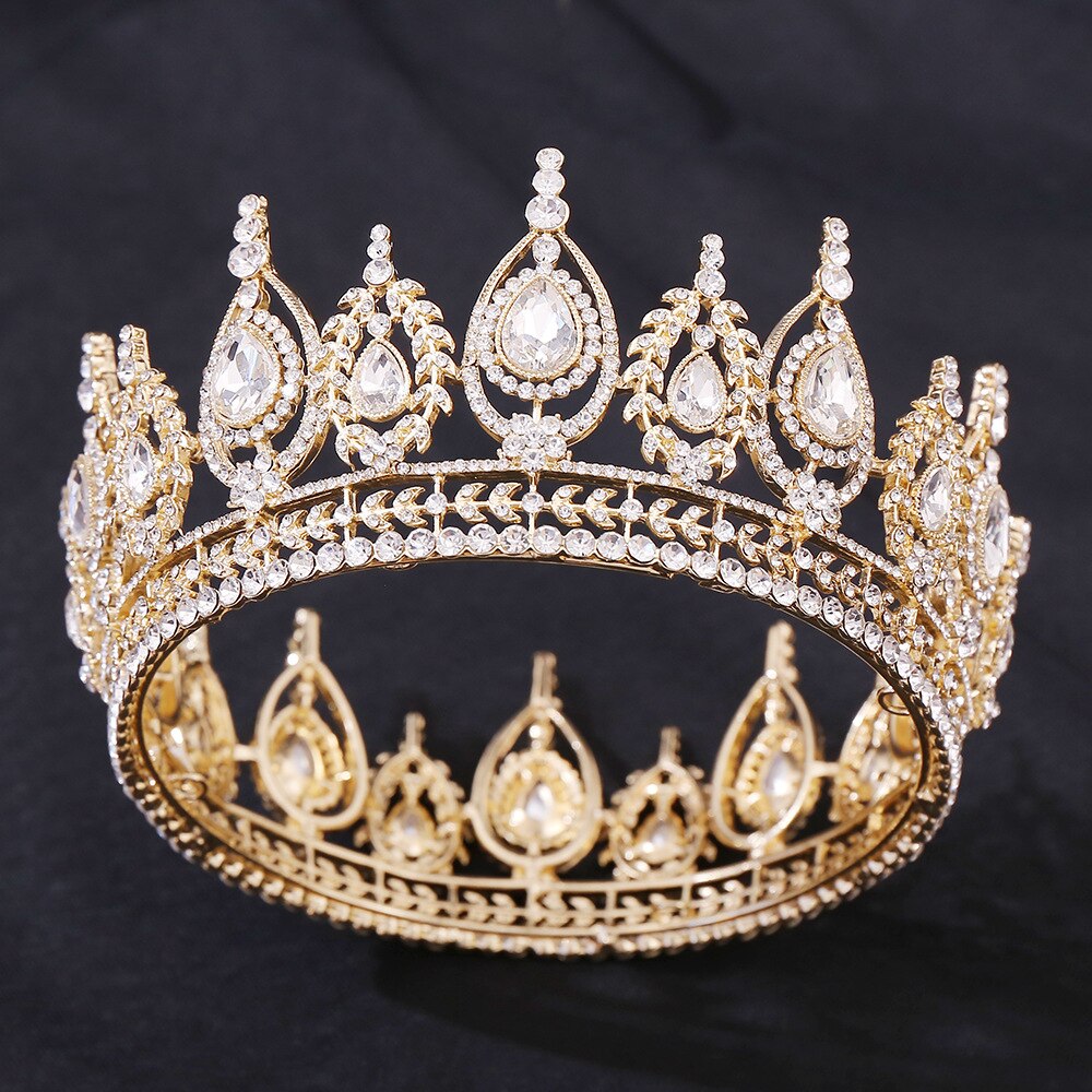 CORONA DE BODA , tiara nupcial, diadema redonda de cristal, accesorios de joyería para el cabello, bisutería
