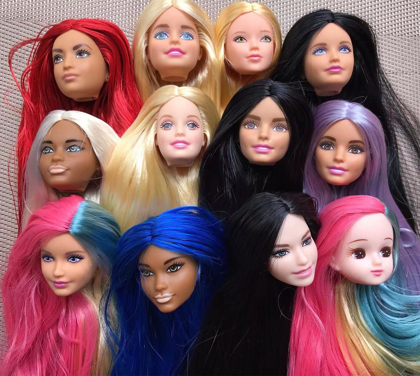 Cabezas de muñeca de pelo largo, cara rara, piezas de colección limitada, piel blanca, café, Beige y marrón, cabezas de muñeca femenina, figuras de juguete