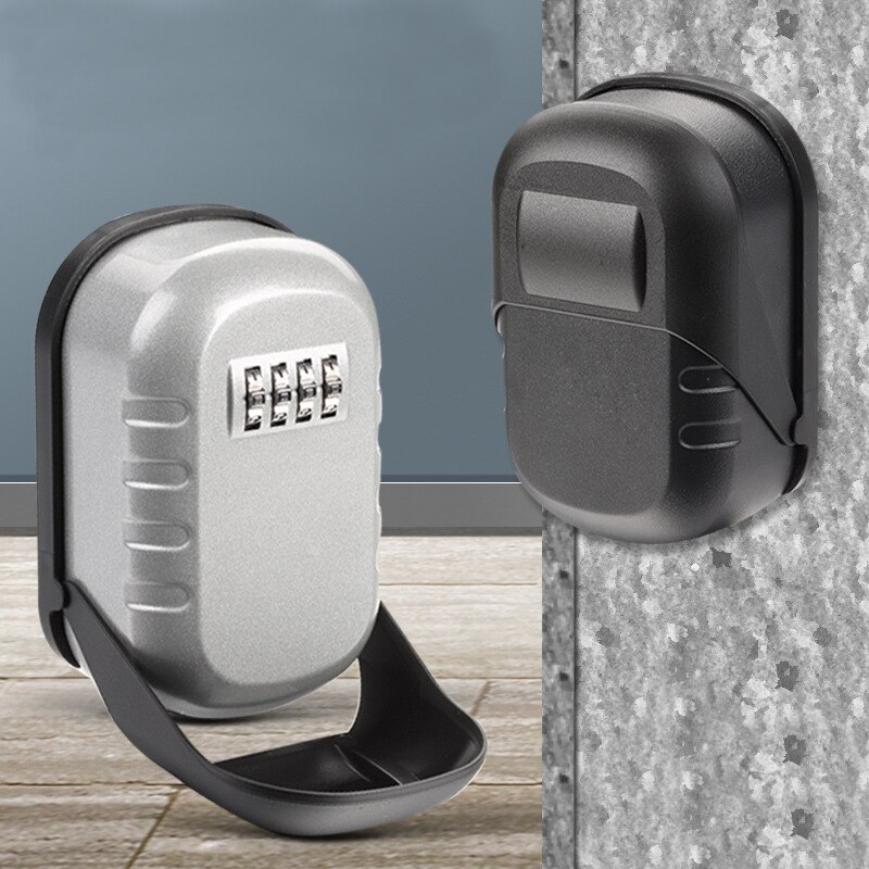 Caja de Seguridad para llaves montada en la pared, candado de aleación de aluminio con combinación de 4 dígitos, almacenamiento de llaves para interiores y exteriores