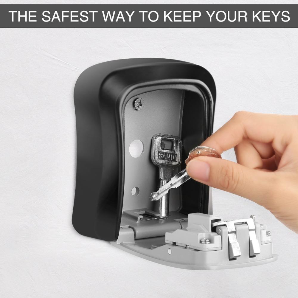 Caja de Seguridad para llaves, resistente a la intemperie, combinación de 4 dígitos, almacenamiento de seguridad para llaves al aire libre, caja de bloqueo de llaves montada en la pared, aleación de aluminio y plástico