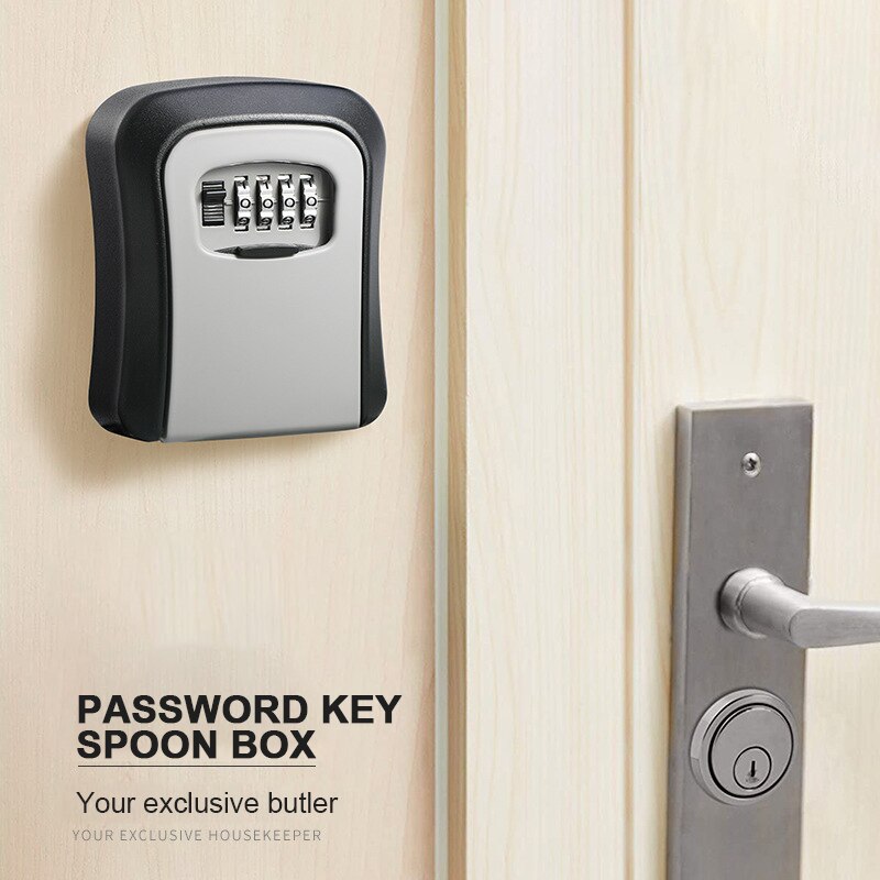 Caja de almacenamiento secreta para llaves, organizador de pared con combinación de 4 dígitos, cerradura con código de seguridad de contraseña, sin llave, caja fuerte