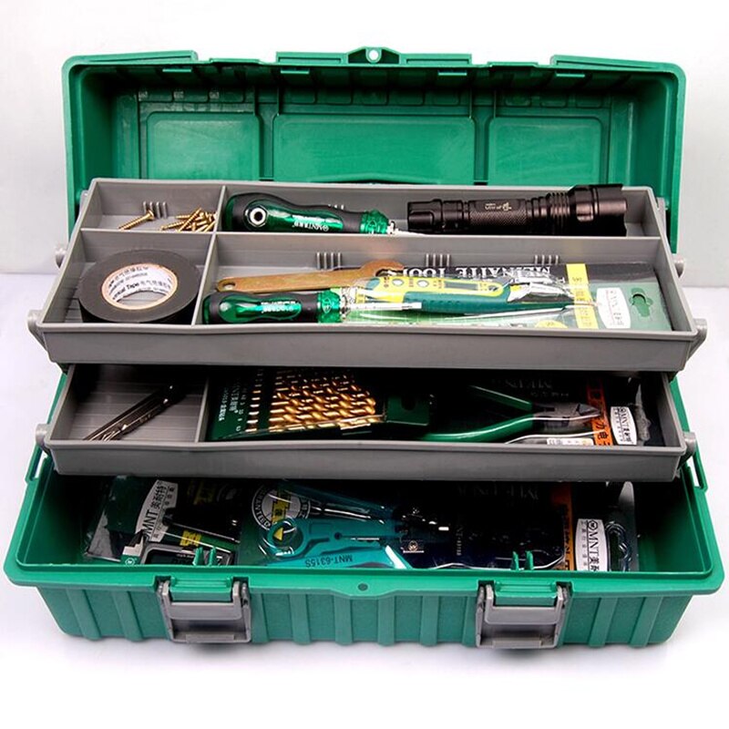 Caja de herramientas de plástico multifuncional, Maleta portátil de diseño extraíble, caja de almacenamiento de gran capacidad, organizador de herramientas