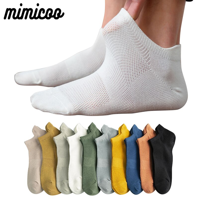 Calcetines cortos de algodón para hombre, calcetín de malla transpirable, cómodo, informal, a la moda, talla grande, 4 pares