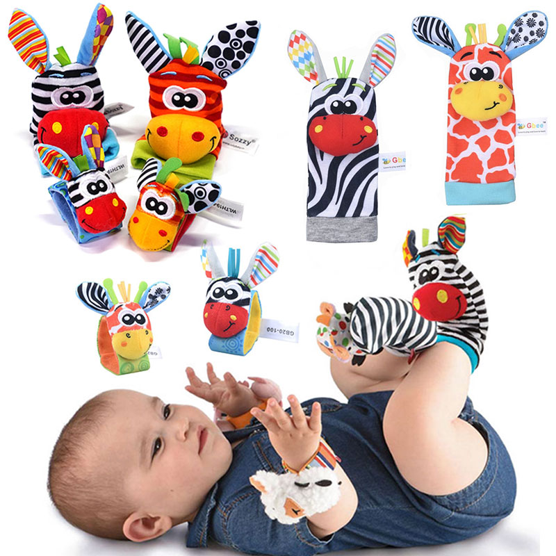 Calcetines infantiles con sonajero de muñeca para bebé, juguetes de animales de dibujos animados para recién nacido de 0 a 12 meses, calcetines de felpa con correa para la muñeca, sonajero para bebé, niña y niño