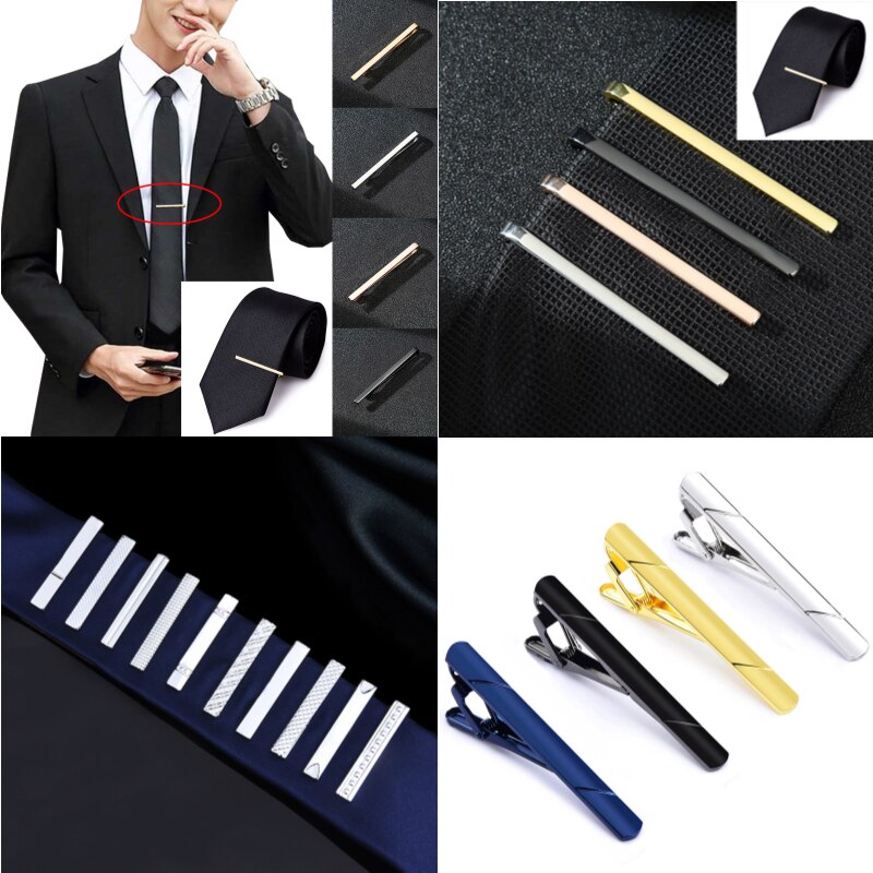 Clips de corbata de Metal para hombre, camisa de vestir, alfiler de corbata para boda, ceremonia, Bar, broche de corbata dorado, accesorios de corbata de negocios, pisa corbatas