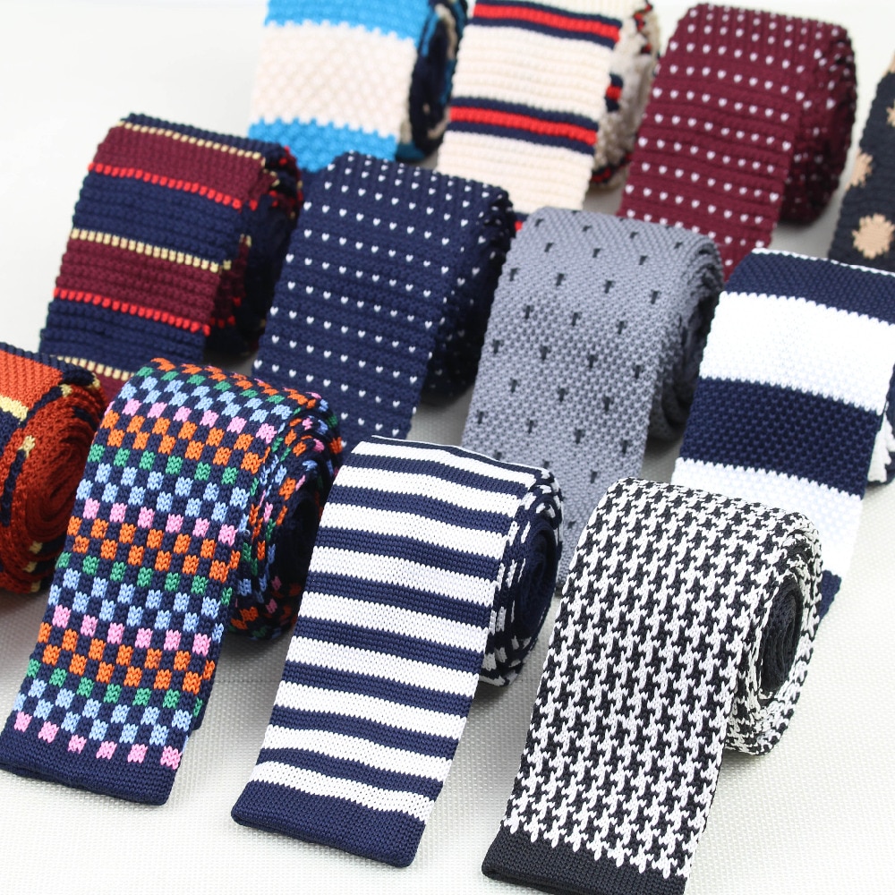 Corbata de punto a rayas para hombres, corbatas de cuello delgadas, delgadas, de diseñador, de moda