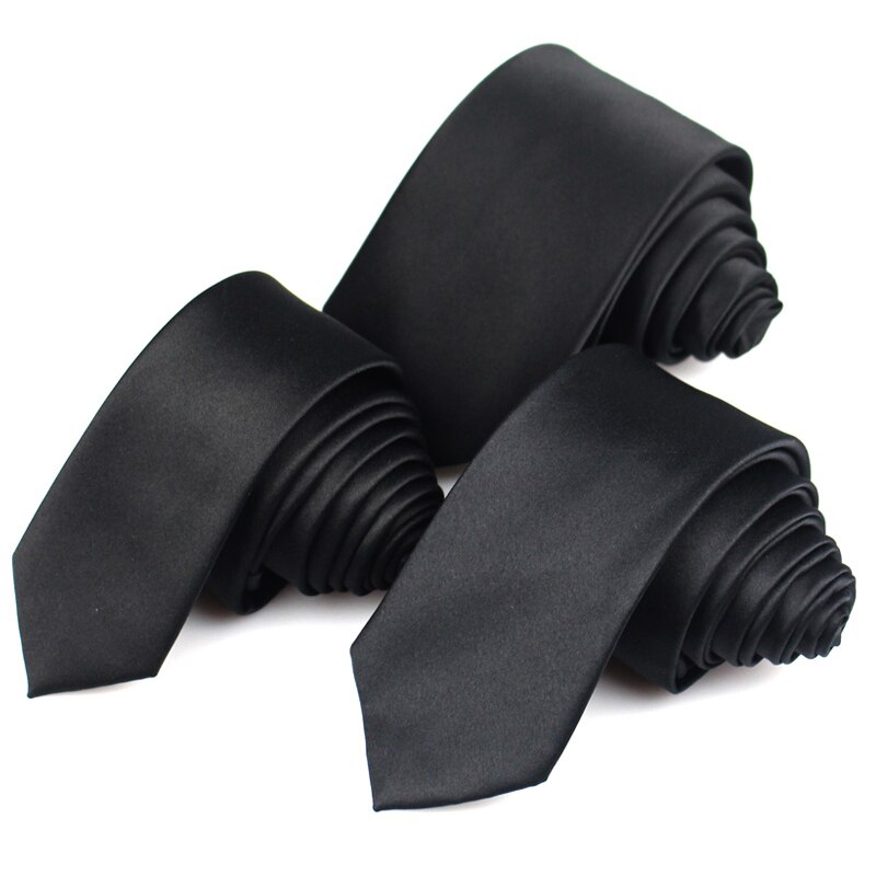 Corbatas clásicas negras para hombres, corbatas de seda para boda, fiesta, negocios, corbata de cuello para adultos, corbata sólida informal, 3 tamaños