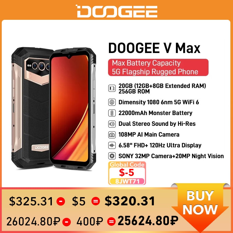 DOOGEE-Cellphone inteligente con cámara de 108MP, celular resistente 5G de 22000mAh, 12GB + 256GB, dimensión de 120Hz, alta resolución 1080, estreno mundial