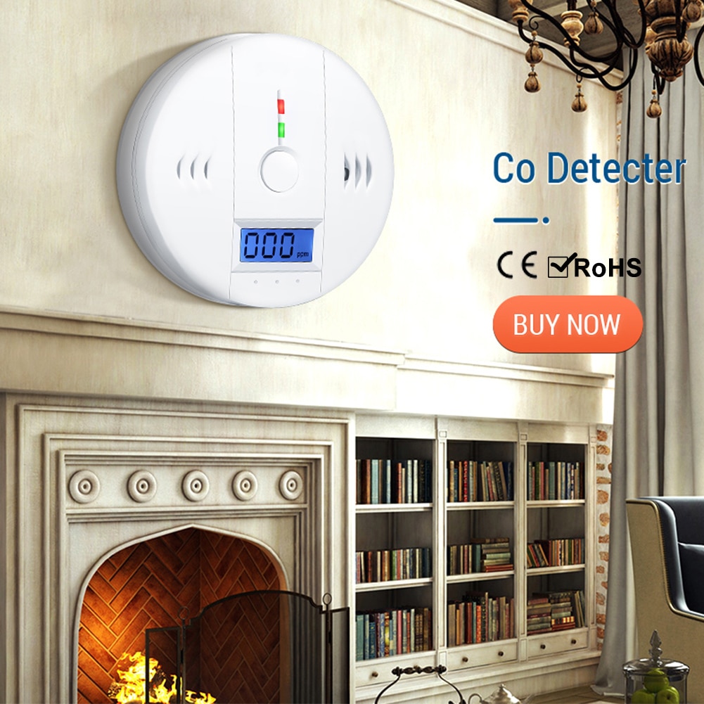 Detector de humo inalámbrico de monóxido de carbono, alarma de advertencia, indicador LCD para el hogar, Sensor de CO, alta sensibilidad