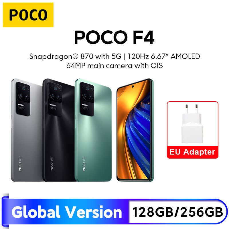 POCO F4 5G versión Global, 6GB, 128GB/8GB, 256GB, Snapdragon 870, ocho núcleos, 120Hz, carga de 67W, Triple cámara de 64MP, NFC