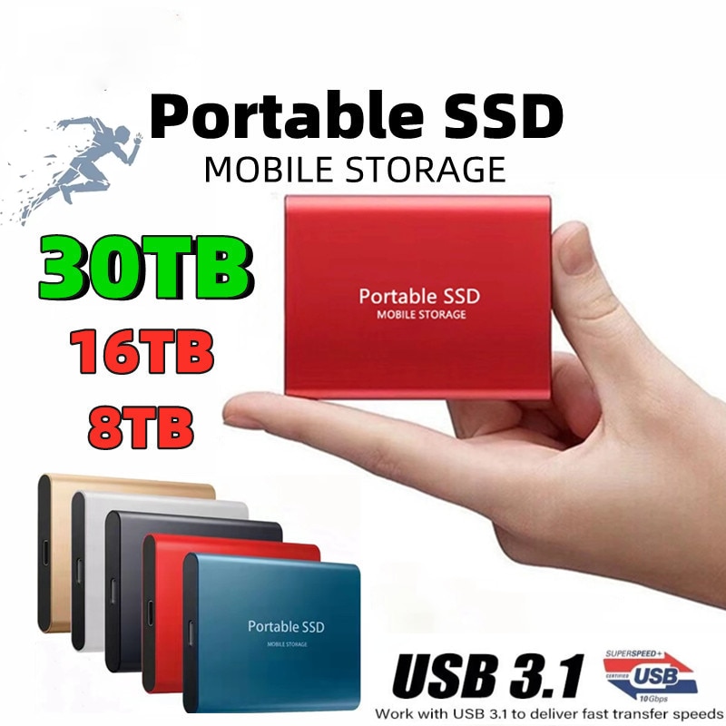 Disco Duro de estado sólido para ordenador portátil y Notebook, almacenamiento externo de alta velocidad SSD de 2TB, USB 3,1, 2TB, 4TB, 8TB, 16TB