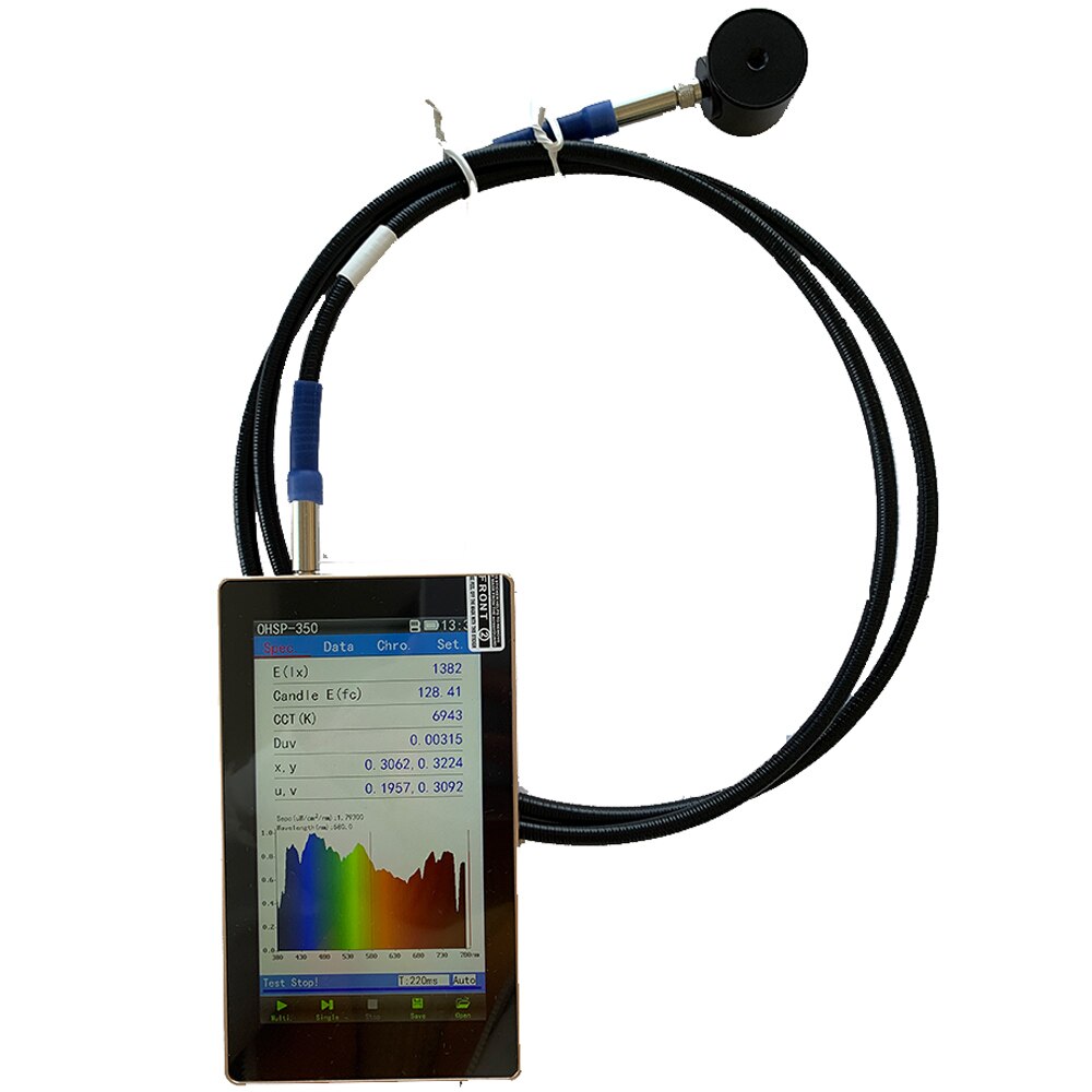 Espectómetro PAR PPFD portátil para prueba agrícola, sensor de extensión de longitud de onda de espectro CCT CRI Lux, OHSP350P