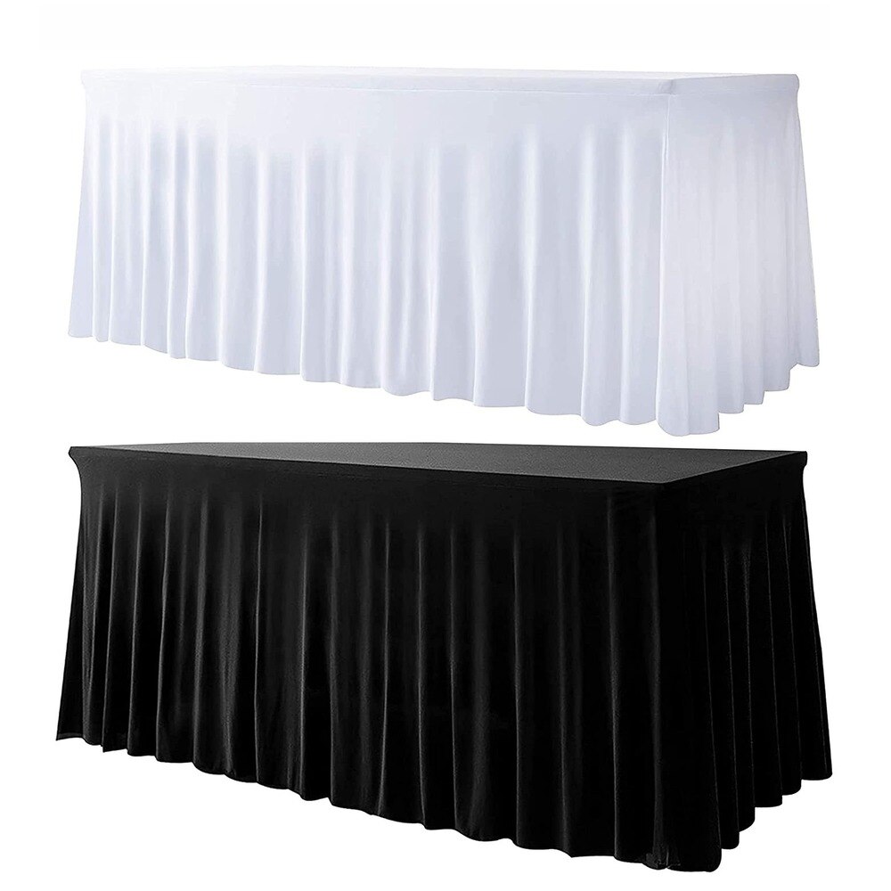 Faldas de mesa rectangulares de licra, cubierta de mesa ajustada de 6 pies, tela resistente a las arrugas, decoración de fiesta de aniversario de boda de Hotel