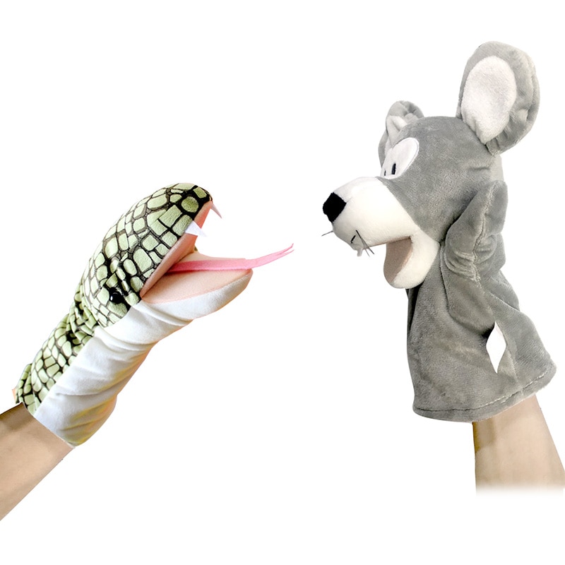 Figura de animales de peluche para niños, muñeco de peluche suaves, marioneta de dedo de mano Kawaii para niños, títere