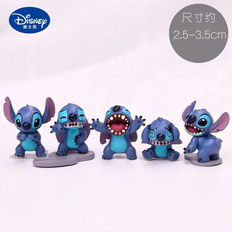 Figuras movibles de Lilo & Stitch de Anime de Disney, Mini muñecas de decoración, accesorios de bricolaje, modelo de juguete Kawai, 3cm
