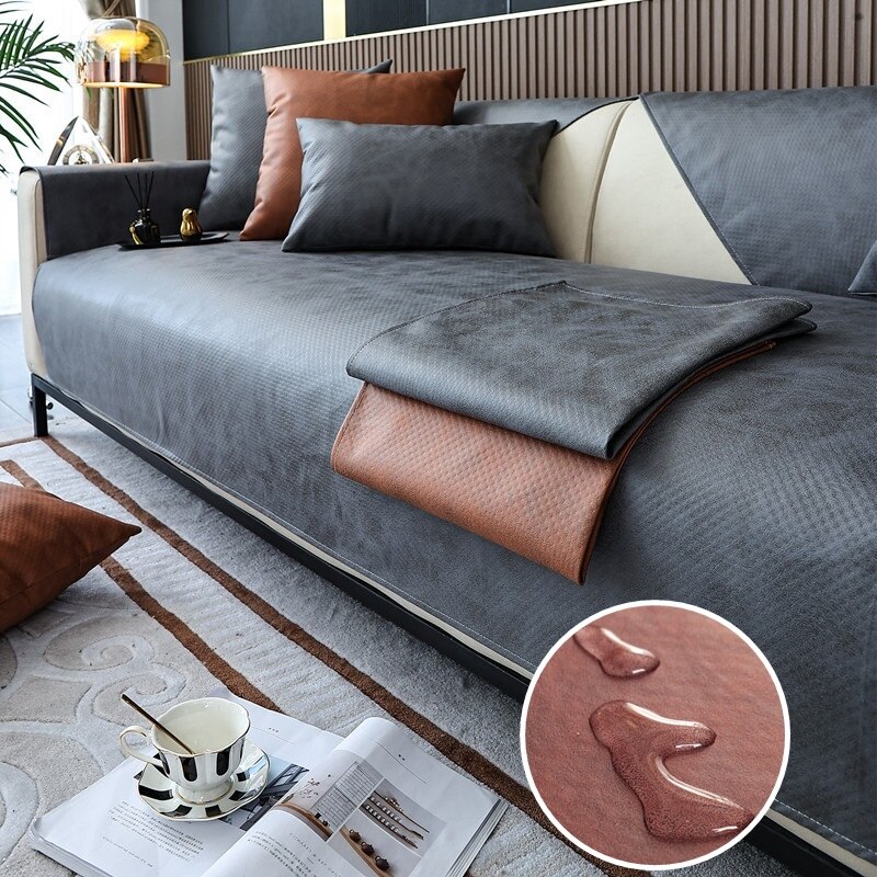 Funda de sofá de tela con tecnología impermeable, antiarañazos para mascotas, perros y niños, combinación antideslizante, toalla, decoración del hogar
