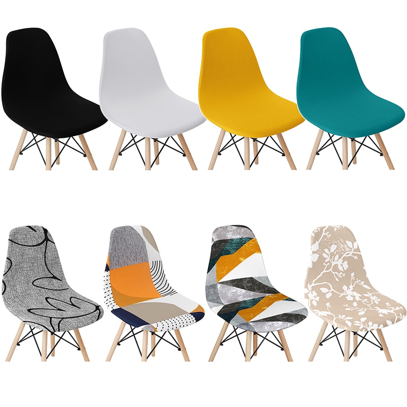 Funda elástica de Color liso para silla, cubierta de asiento de comedor con respaldo corto, estampada, barata, para hogar, Bar, Hotel, fiesta, banquete
