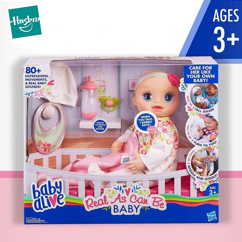 Hasbro-muñeca bebé Reborn realista, bebé realista, movimiento de expresión realista, accesorios de muñeca de alimentación de sonido, juguete para niña, regalo, mayor a 3 años de edad