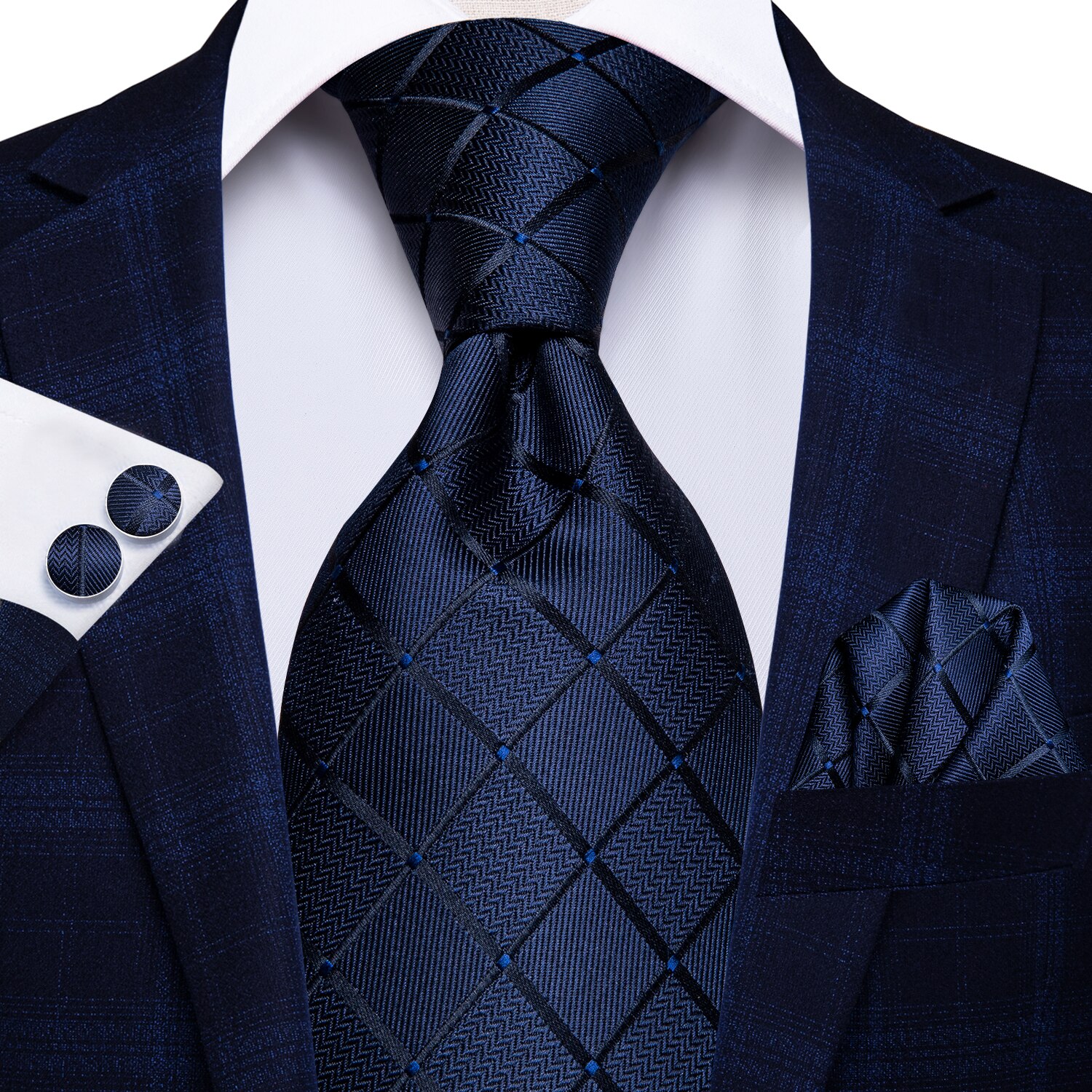 Hi-Tie-Corbata de negocios para hombre, corbata de tipo seda, color azul sólido, Formal, de lujo, de alta calidad, para boda